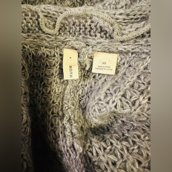 Moth Rocia Open Front Women’s Cardigan Xsmall in Grey Anthropologie Exclusive - Picture 13 of 13
